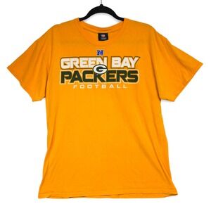 Green Bay‎ Packers NFL Team Apparel Football T Shirt Men's Large Yellow